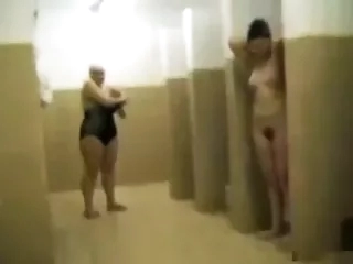 Mature Housewives in public shower